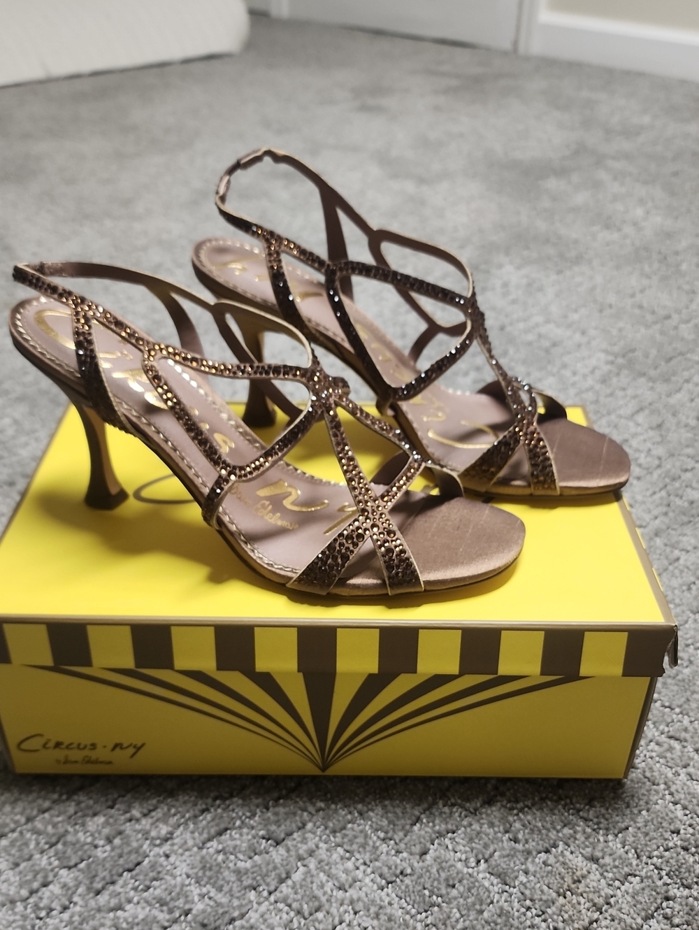 Circus by Sam Edelman Bronze Rhinestone Strappy Heels
